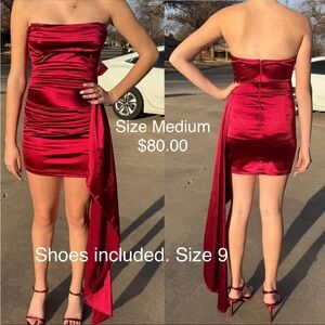 Elegant Red Strapless Dress